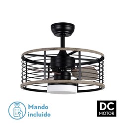 Ventilador Dc 24w Pella Negro/Madera 3 Aspas 50d  2540lm 6 Velocidades  3000-4000-6000k C/remoto, Memoria Y Temporizador