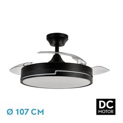 Ventilador DC 72w Olimpia Negro 3 Aspas 107d 6vel. 7200lm 3000-4500-6000K C/remoto, Memoria Y Temporizador 24