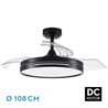 Ventilador DC 72w Micenas Negro 3 Aspas 108d  6 Veloc. 7200lm 3 Colores C/remoto, Memoria Y Temporizador  24