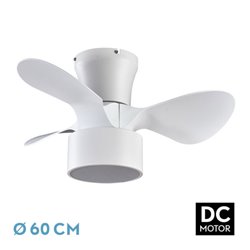 Ventilador DC 24w Kos Blanco 3 Aspas 60d 6 Vel. 2390lm 3000-4500-6000k c/remoto, Memoria Y Temporizador