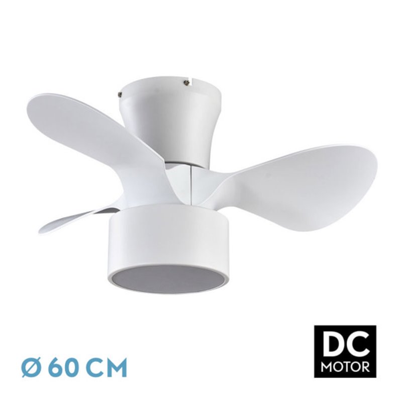 Ventilador DC 24w Kos Blanco 3 Aspas 60d 6 Vel. 2390lm 3000-4500-6000k c/remoto, Memoria Y Temporizador