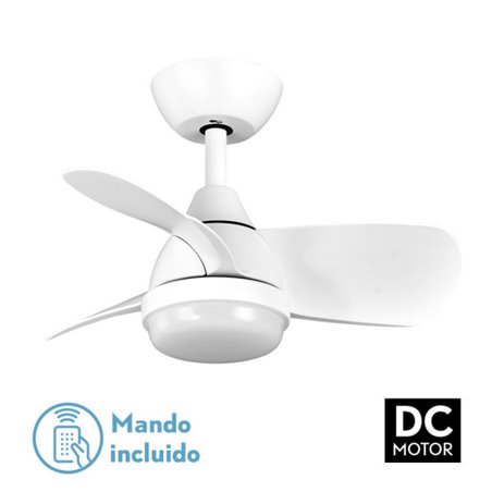 Ventilador Dc 24w Pirdo Blanco 3 Aspas 60d 2400lm 6 Vel. 3000-4500-6000k C/remoto, Memoria Y Temporizador