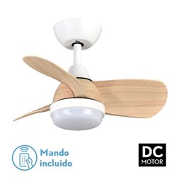 Ventilador Dc 24w Pirdo Blanco/haya 3 Aspas 60d 2400lm 6 Velocidades 3000-4500-6000k C/remoto, Memoria Y Temporizador 