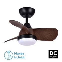 Ventilador Dc 24w Pirdo Negro/marron 3 Aspas 60d 2400lm 6 Velocidades 3000-4500-6000k C/remoto, Memoria Y Temporizador