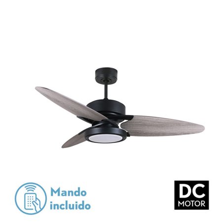 Ventilador Dc Cross 30w Negro 3 Aspas Gris/roble 6vel. 3 Colores 3250lm 132d Remoto, Memoria Y Temporizador