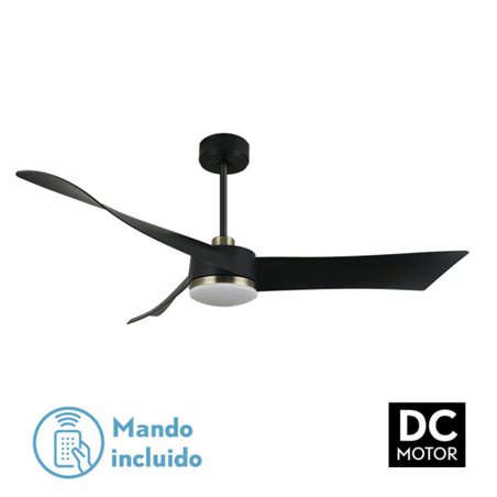 Ventilador Dc Tempel 26w Negro/cuero 3 Aspas 132d 6vel. 3000k, 4000k, 6500k 2950lm  C/remoto, Memoria Y Temporizador