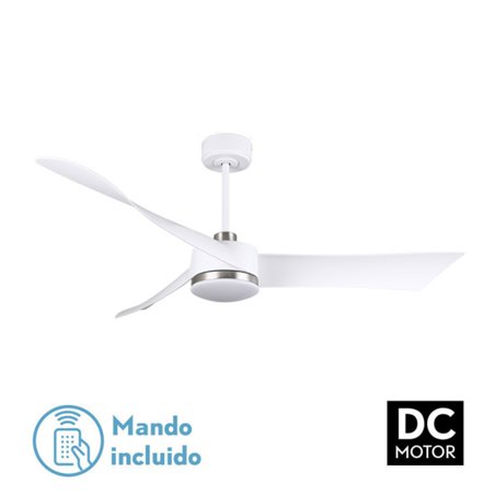 Ventilador Dc Tempel 26w Blanco/niquel 3 Aspas 132d 6vel. 3000k, 4000k, 6500k 2950lm  C/remoto, Memoria Y Temporizador