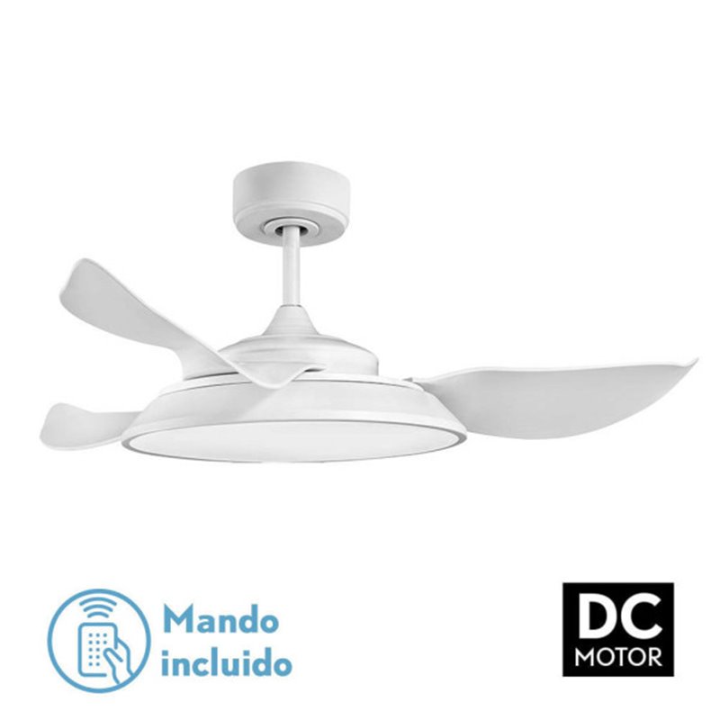 Ventilador Dc Sierra 40w Blanco 3 Aspas 107d 4400lm 6vel 3000-4000-6500k Remoto,memoria,temporizador