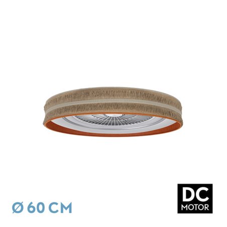 Ventilador  Dc Natalia 72w Saco-naranja 60d 5 Aspas 6 Veloc. 3 Colores 6120lm Remoto,memoria,temporizador,reg.Intensidad