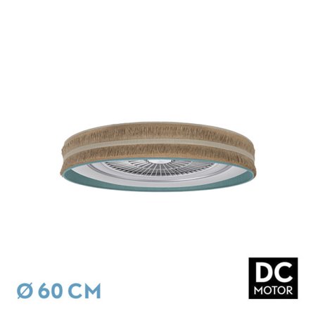 Ventilador DC Natalia 72w Saco-turquesa 60d 5 Aspas 6 Veloc. 3 Colores 6120lm Remoto,memoria,temporizador,reg.Intensidad