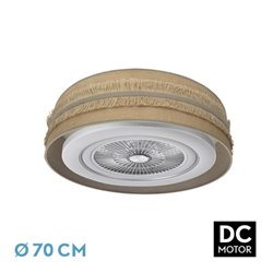 Ventilador Dc Natalia 72w Saco-beis 70d 5 Aspas 6 Veloc. 6120lm 3 Colores Remoto,memoria,temporizador,rg.Intensidad