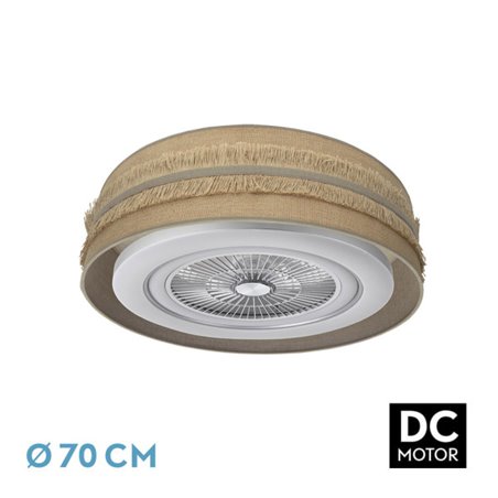 Ventilador Dc Natalia 72w Saco-beis 70d 5 Aspas 6 Veloc. 6120lm 3 Colores Remoto,memoria,temporizador,rg.Intensidad