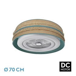 Ventilador Dc Natalia 72w Saco-turquesa 70d 5 Aspas 6 Veloc. 6120lm 3 Colores Remoto,memoria,temporizador,rg.Intensidad