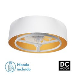 Ventilador Dc Anuska 60w Blanco/oro 8 Aspas 6 Veloc. 70d 5100lm 3col Remoto,memoria,reg.Intensidad,temporizador