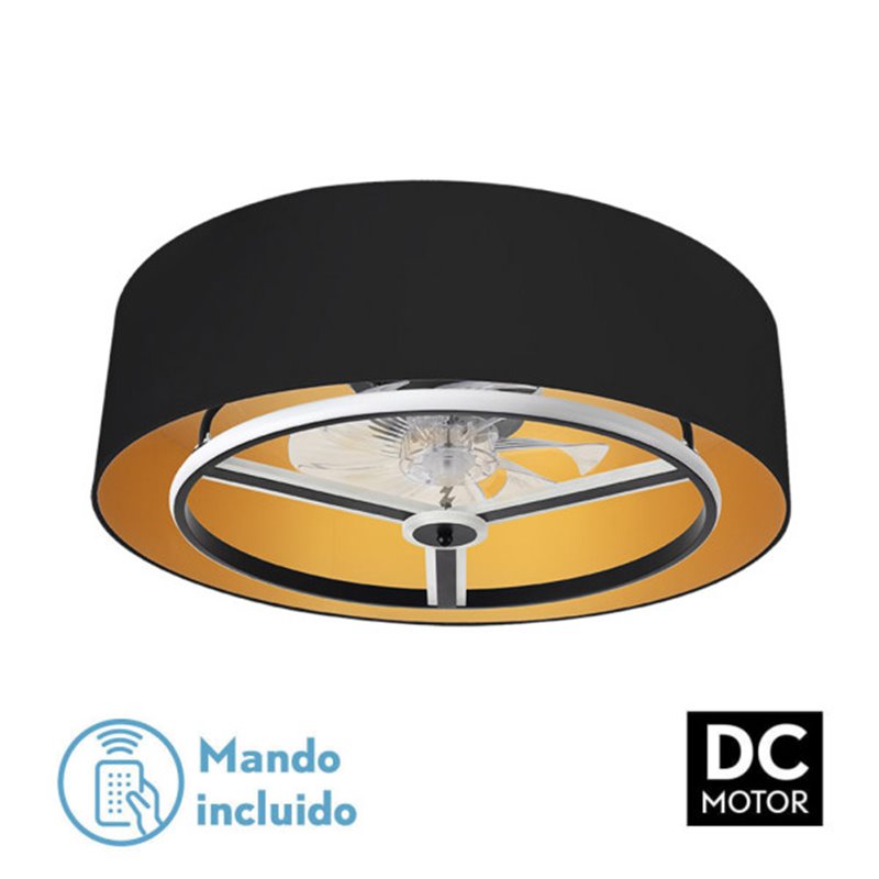 Ventilador Dc Anuska 60w Negro/oro 8 Aspas 6 Veloc. 70d 5100lm 3 Colores Remoto,memoria,reg.Intensidad,temporizador