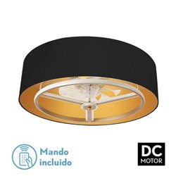 Ventilador Dc Anuska 60w Negro/oro-oro 70d 8 Aspas 6 Veloc. 5100lm 3 Colores Remoto,memoria,Reg.Intensidad,temporizador