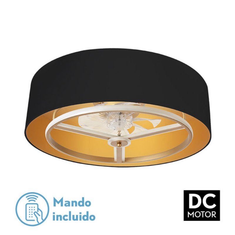 Ventilador Dc Anuska 60w Negro/oro-oro 70d 8 Aspas 6 Veloc. 5100lm 3 Colores Remoto,memoria,Reg.Intensidad,temporizador