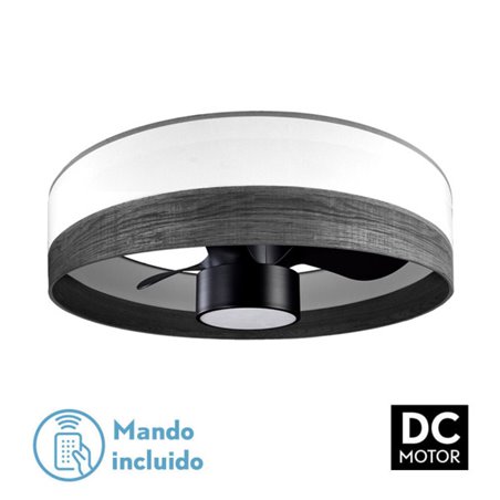 Ventilador Dc 24w Olga Blanco/mad.negra-negro 3 Aspas 6 Vel. 2390lm 3 Colores, Remoto,memoria,temporizador 70d