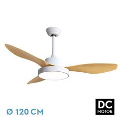 Ventilador Dc Hayate 48w 4080lm Blanco/haya 3 Asp 39/54x120x120cm 3000-4000-6000k C/remoto