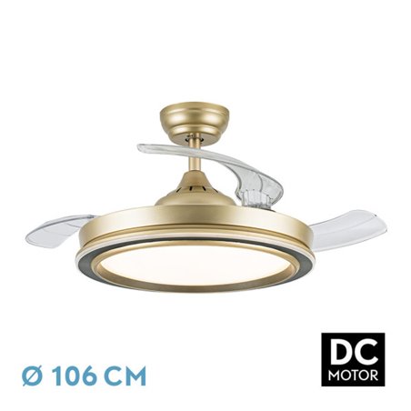 Ventilador Dc Picolo 72w 6226lm Oro/negro 3 Asp  Desp. 106d 3000-4000-6500k Remoto, Memoria, Temporizador