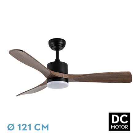 Ventilador Dc Azabache 20w Negro 3asp.roble 6vel 3 Col 40/50x121d 2350lm Remoto,memor,tempo