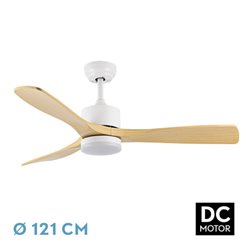 Ventilador Dc Azabache 20w Blanco 3asp.haya 6vel 3 Col 40/50x121d 2350lm Remoto,memor,tempo