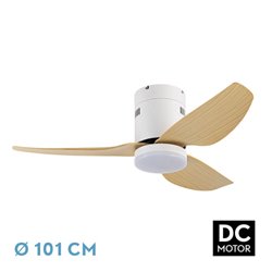 Ventilador Dc Borax 20w Blanco 3aspas Haya 6velocidades 3000-4000-6500k 2350lm Remoto , Memoria  Y Temporizados 27x101x101 Cm