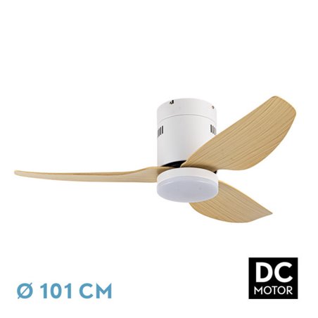 Ventilador Dc Borax 20w Blanco 3aspas Haya 6velocidades 3000-4000-6500k 2350lm Remoto , Memoria  Y Temporizados 27x101x101 Cm