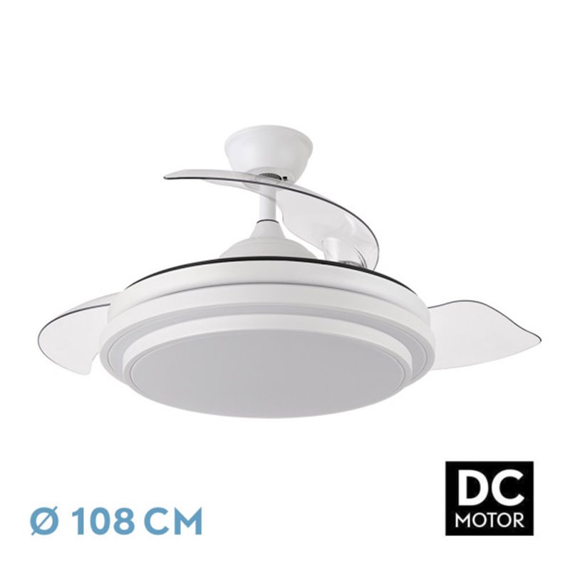 Ventilador Dc Ibe 72w 6120lm Blanco 3 Asp.desp. 108d 3000-4000-6000k Remoto, Memoria Y Temporizador