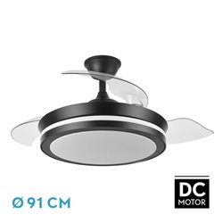 Ventilador Dc Esparta Negro 72w 6120lm 91d 3asp.d Esp.3000-4000-6000k Remoto+tempor+memori