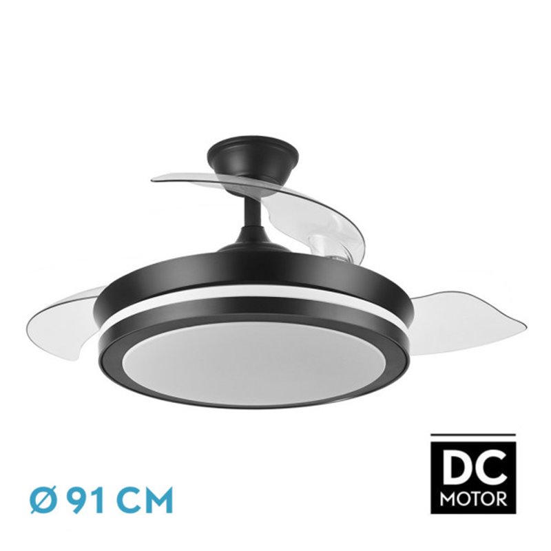 Ventilador Dc Esparta Negro 72w 6120lm 91d 3asp.d Esp.3000-4000-6000k Remoto+tempor+memori