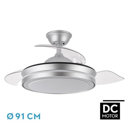 Ventilador Dc Esparta Plata 72w 6120lm 91d 3asp.d Esp.3000-4000-6000k Remoto+tempor+memori