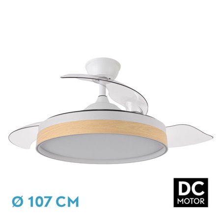 Ventilador Dc Iglu 72w 6120lm Blanco/haya 3asp.desplegables 32/47x50/107d.3colores, Remoto, Temporizador, Memoria