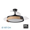 Ventilador Dc Provenza 72w 7200lm Negro/haya 3asp.desplegables 36/51x50/107d.3col, Remoto, Temporizador, Memoria