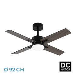 Ventilador Dc Talco 20w Negro 4aspas Negra/gris 6vel. 3000k,4000k,6500k 2350lm Remoto, Memoria, Temporizador 106d