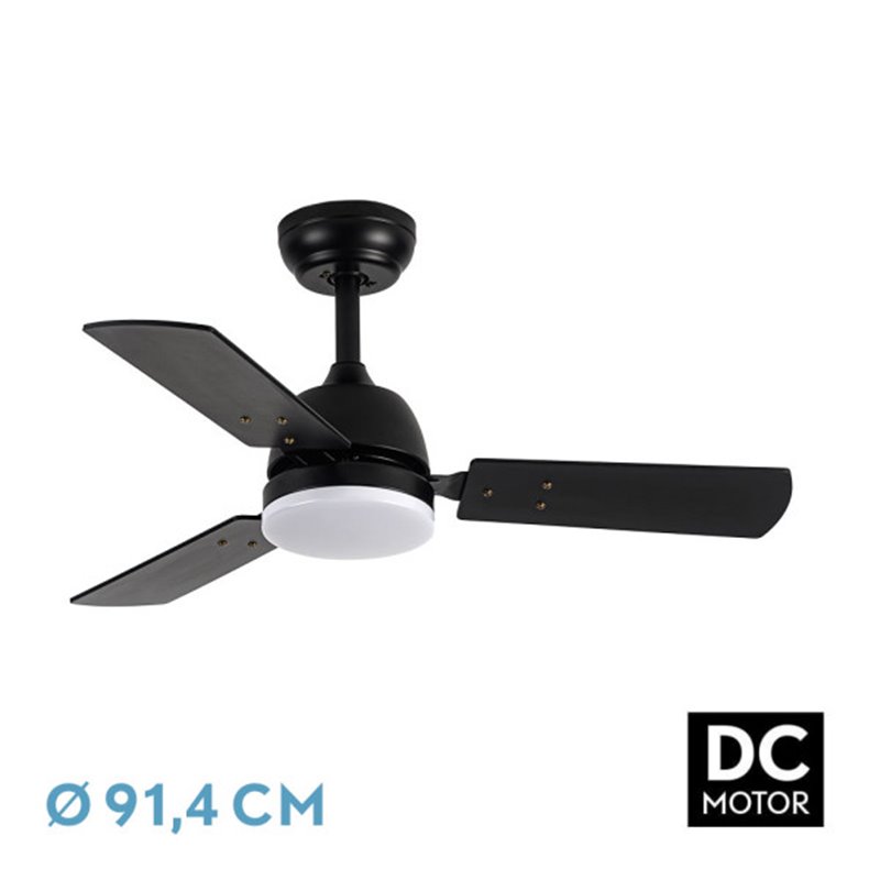 Ventilad Dc Portico 20w Negro 3aspas Negro/gris 6vel. 3000k,4000k,6500k 2350lm Remoto, Memoria Y Temporizador 91,4d