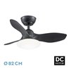 Ventilador Dc Paramo 36w 2880lm Negro 3 Aspas 82d  3000k,4500k,6000k,remoto+tempor+memoria