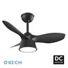 Ventilador Dc Cubico 36w 2680lm Negro 3 Aspas 82d  3000k,4500k,6000k,remoto+tempor+memoria