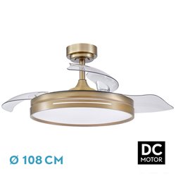 Ventilador Dc 72w Micenas Cuero 3asp.transp.108d  6vel 7200lm 3colores Remoto,memoria Y Temporizador 24