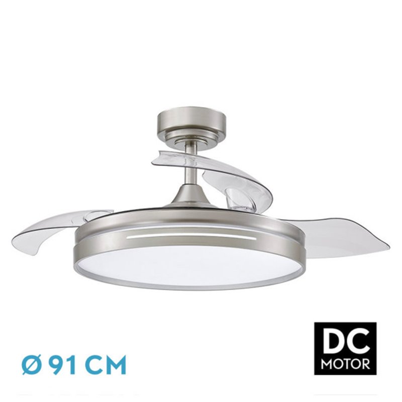 Ventilador Dc 48w Micenas Niquel 3asp.91d 6velocidades 4800lm 3000-4000-6000k Remoto+memoria+temporizador 24