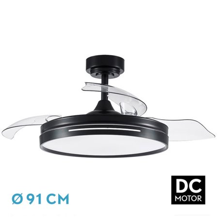 Ventilador Dc 48w Micenas Negro 3asp.91d 6velocidades 4800 Lm 3000-4000-6000k Remoto+memoria+temporizador 24