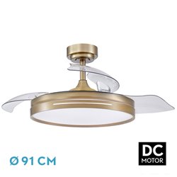 Ventilador Dc 48w Micenas Cuero 3asp. 91d 6velocidades 4800 Lm 3000-4000-6000k Remoto+memoria+temporizador 24