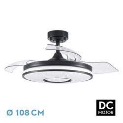 Ventilador Dc Dani 72w 7200lm Negro 3aspas 6velocidades 108d 3000-4000-6000k Remoto+memoria+temporizador 24