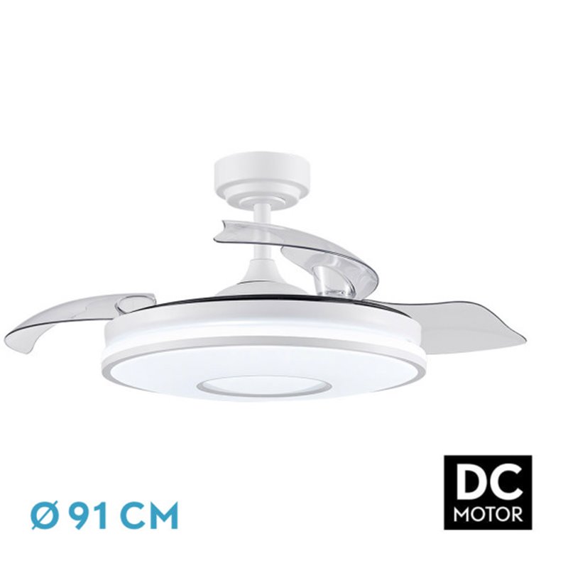 Ventilador Dc Dani 48w 4800lm Blanco 3aspas 6velocidades 91d 3000-4000-6000k Remoto+memoria+temporizador 24