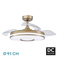 Ventilador Dc Dani 48w 4800lm Cuero 3aspas 6velocidades 91d 3000-4000-6000k Remoto+memoria+temporizador 24