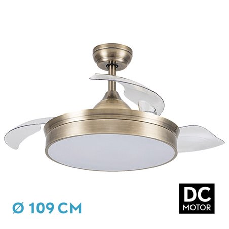 Ventilador Dc Cala Cuero 72w 7200lm 3asp.desp 109d 6 Velocidades 3000-4000-6000k Remoto+temporizador+memoria