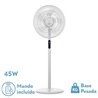 Ventilador De Pie Icono Blanc 3vel 45w  119x44x40 Cm Oscilante 5asp.c/ Remoto,temporizador