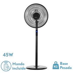 Ventilador De Pie Icono Negro 3vel 45w  119x44x40 Cm Oscilante 5asp.c/ Remoto,temporizador