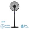 Ventilador De Pie Icono Negro 3vel 45w  119x44x40 Cm Oscilante 5asp.c/ Remoto,temporizador