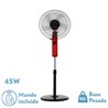 Ventilador De Pie Circus Rojo/negro 3vel 45w Regx43x40cm Oscilante 5asp.c/ Remoto,temporizador